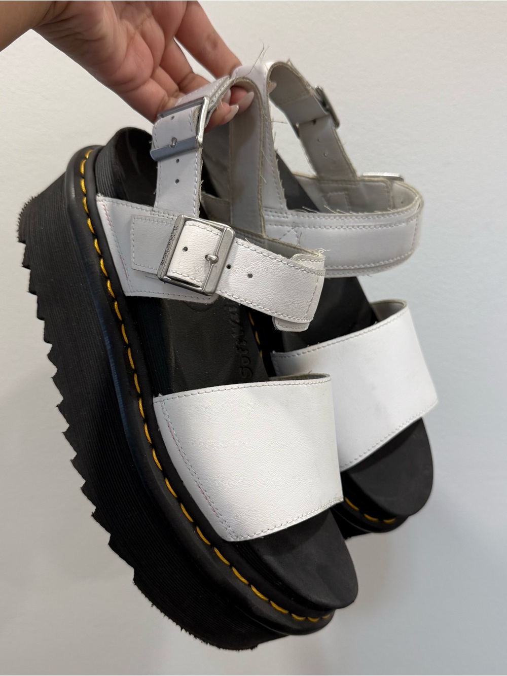 Dr. Martens White Platform Sandals (Size 9)